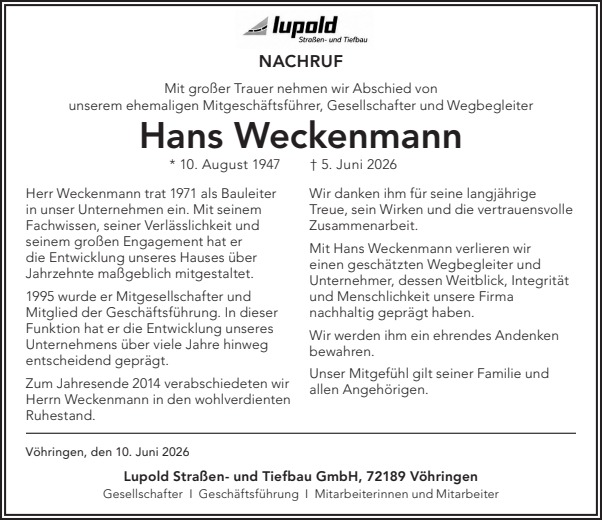 Mit Bestürzung haben wir vom Tod unseres ehemaligen Mitgesellschafter, Mitgeschäftsführer, Wegbegleiter und Kollegen Hans…